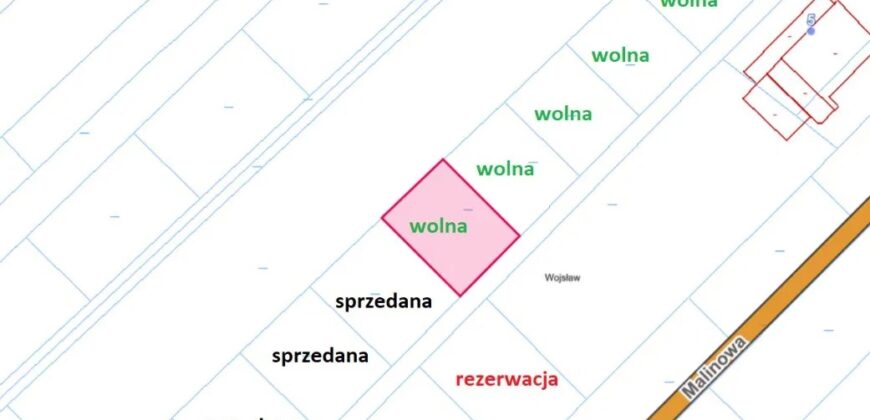 Działka budowlana z WZ 8.54 ar Mielec ob. Wojsław